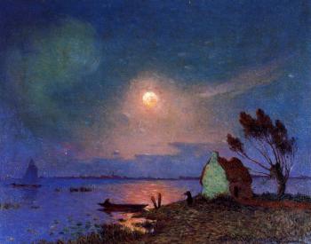 Ferdinand Loyen Du Puigaudeau : Pont-Aven in the Moonlight